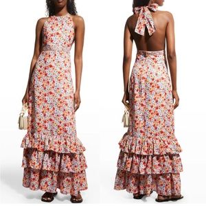 AGUA Bendita Magnolia Floral Maxi Halter Dress